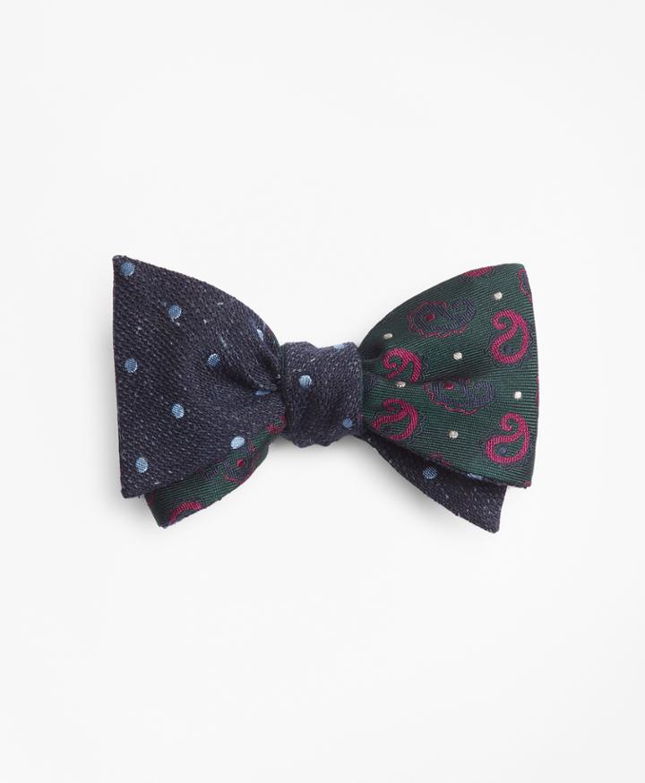 Brooks Brothers Men's Pine And Dots With Medium Dot Reversible Bow Tie