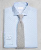 Brooks Brothers Men's Golden Fleece Slim Fitted Dress Shirt, English Collar Blue Dotted Jacquard