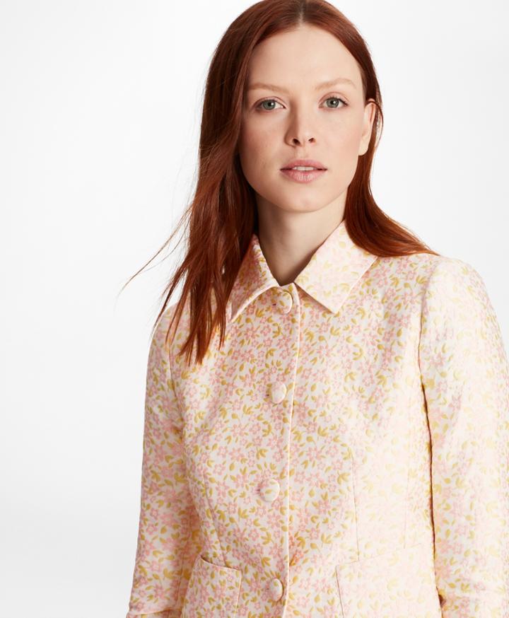 Brooks Brothers Women's Floral Jacquard Cropped Jacket