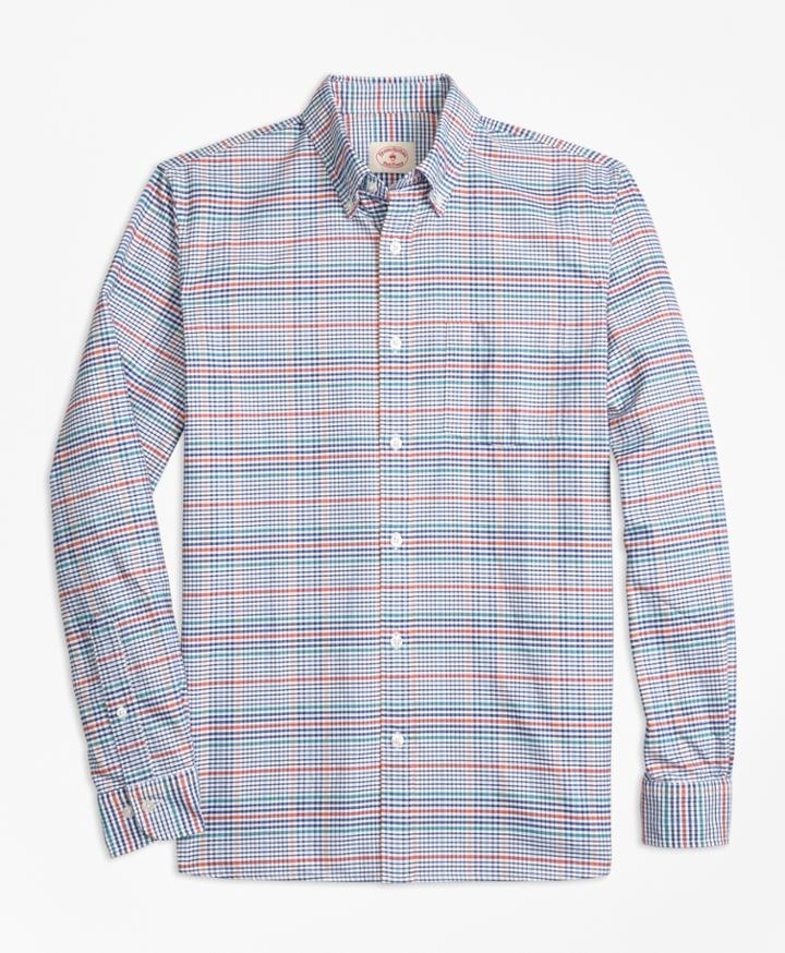 Brooks Brothers Men's Plaid Cotton Oxford Sport Shirt