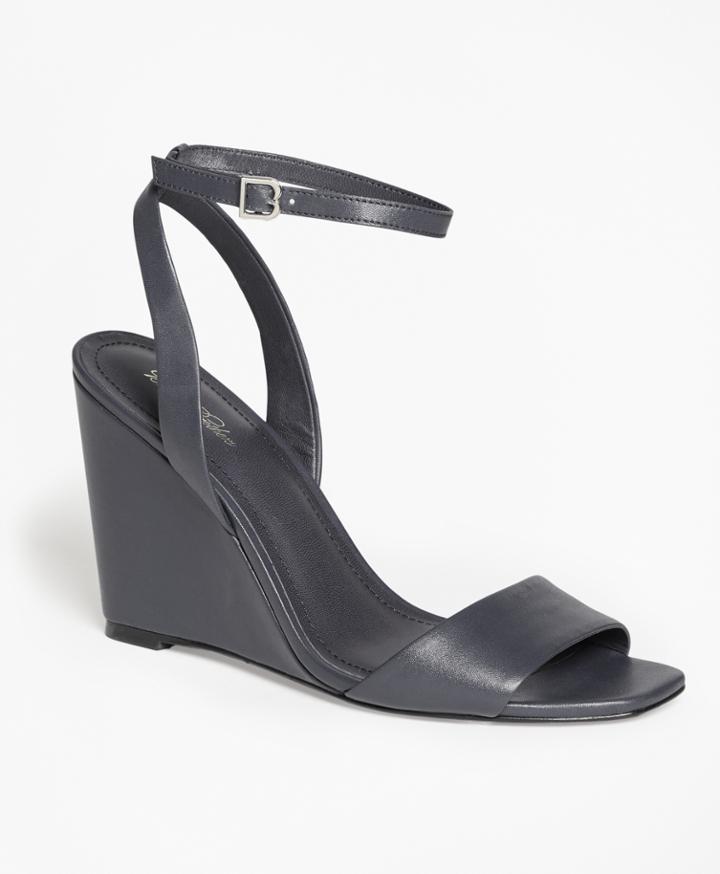 Brooks Brothers Women's Leather Ankle-strap Open-toe Wedges
