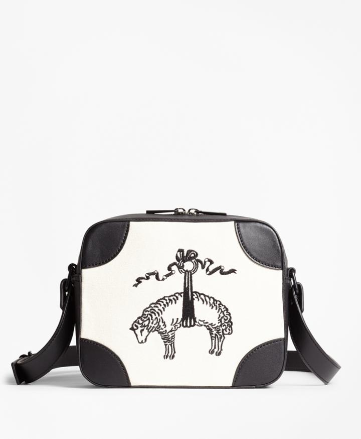 Brooks Brothers Women's Golden Fleece-embroidered Canvas And Leather Cross-body Bag