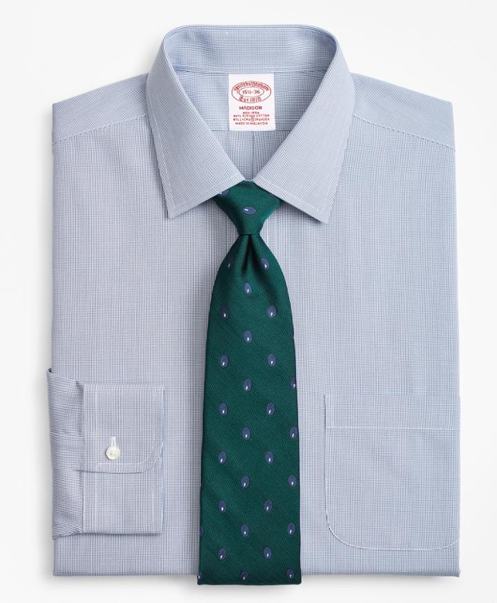 Brooks Brothers Men's Stretch Regular Fit Classic-fit Dress Shirt, Non-iron Micro-windowpane