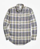Brooks Brothers Men's Regent Fit Large Plaid Irish Linen Sport Shirt