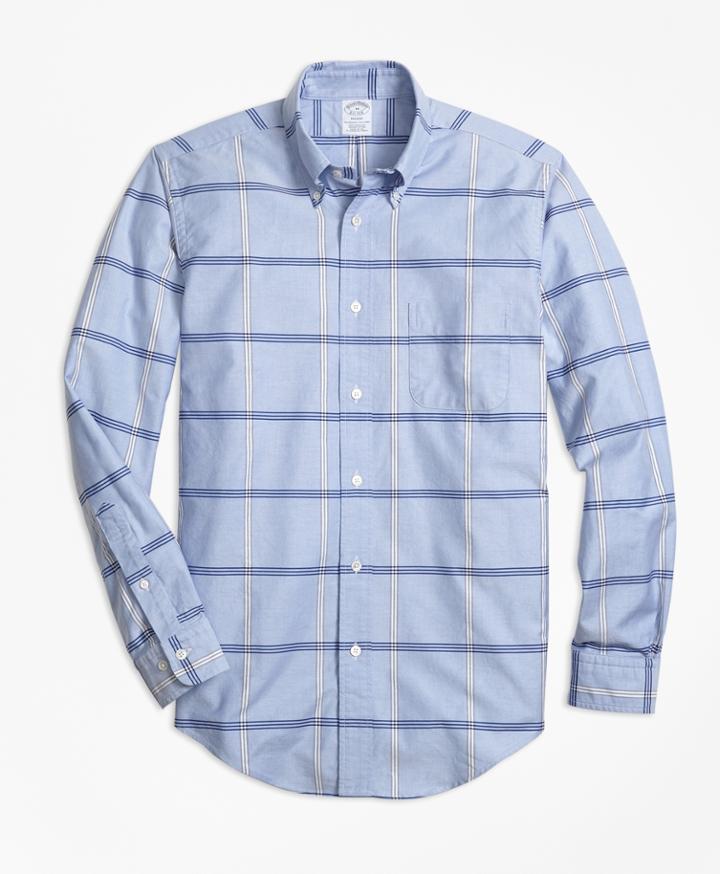Brooks Brothers Men's Regent Fit Oxford Bb#1 Windowpane Sport Shirt