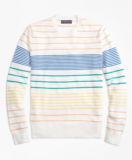 Brooks Brothers Supima Cotton Multi-stripe Crewneck Sweater
