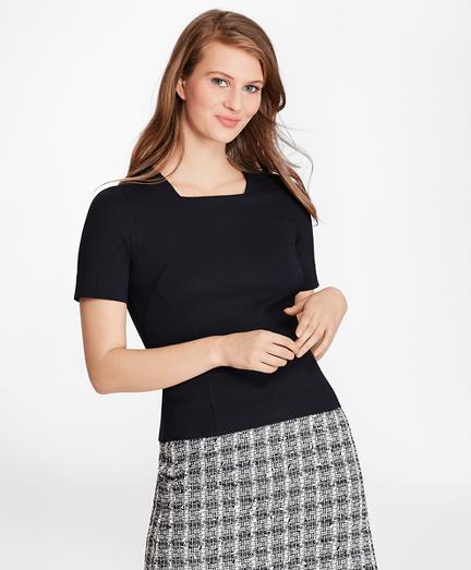 Brooks Brothers Ponte-knit Squareneck Top