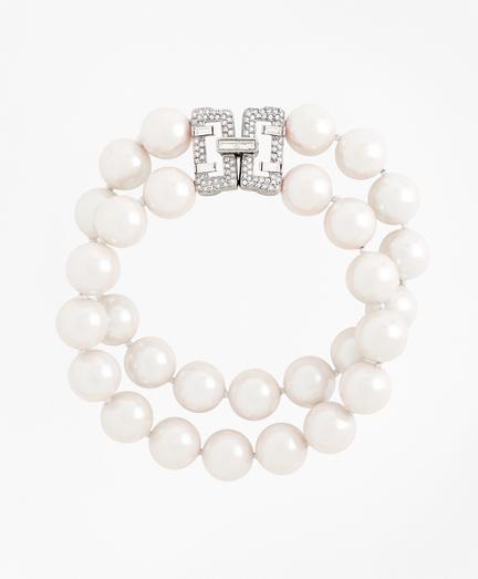 Brooks Brothers Two-row 12mm Glass Pearl Bracelet
