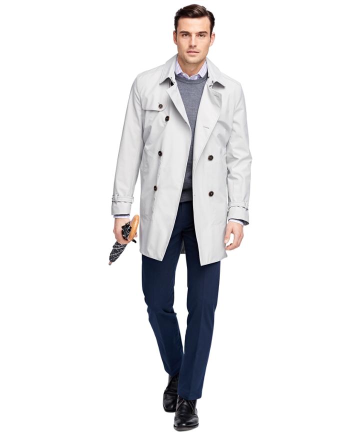 Brooks Brothers Men's Double-breasted Short Trench Coat