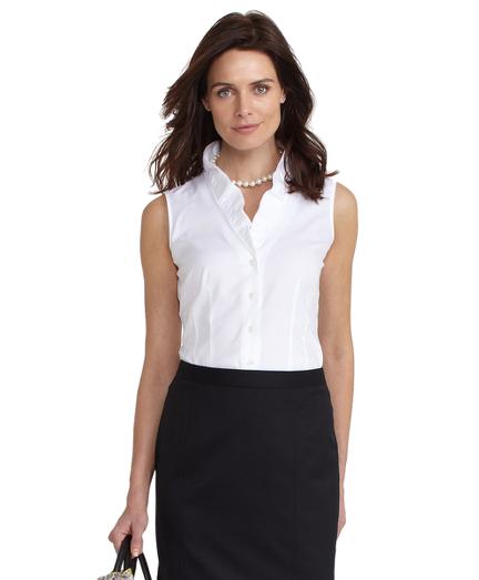 Brooks Brothers Petite Non-iron Cotton Ruffle Blouse