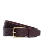 Brooks Brothers Plaid Embossed Calfskin Leather Belt