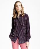 Brooks Brothers Printed Crepe Bow-tie Blouse