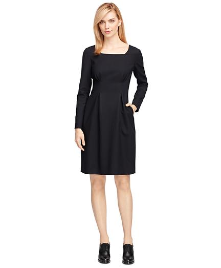 Brooks Brothers Wool Stretch Square Neck Dress