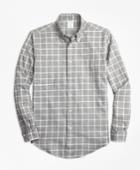 Brooks Brothers Men's Milano Fit Small Windowpane Flannel Sport Shirt