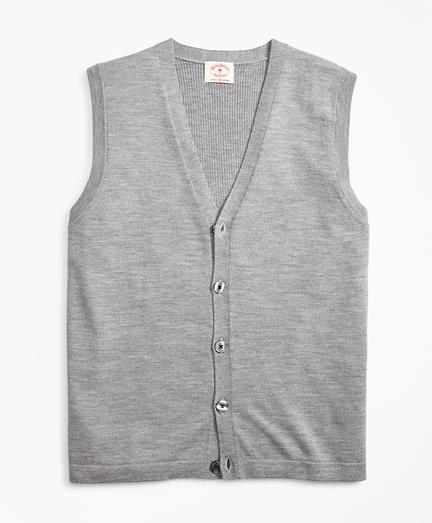 Brooks Brothers Merino Wool V-neck Button Vest