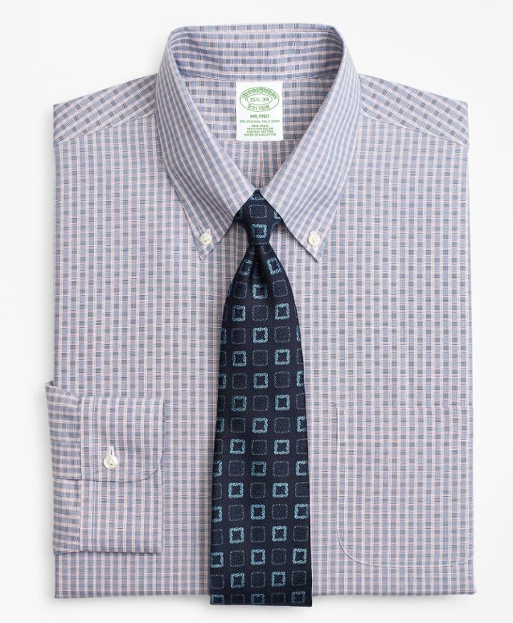 Brooks Brothers Men's Extra Slim Fit Slim-fit Dress Shirt, Non-iron Tow-ton Check