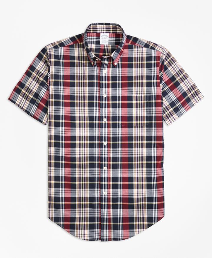 Brooks Brothers Men's Regent Fit Madras Short-sleeve Sport Shirt