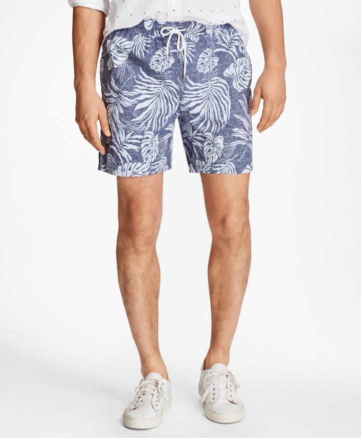 Brooks Brothers Men's Montauk 6 Tropical Leaf Print Swim Trunks