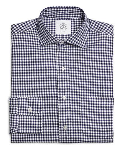 Brooks Brothers Navy And White Check Spread Collar Shirt