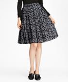 Brooks Brothers Floral-print Glen Plaid Pleated Skirt