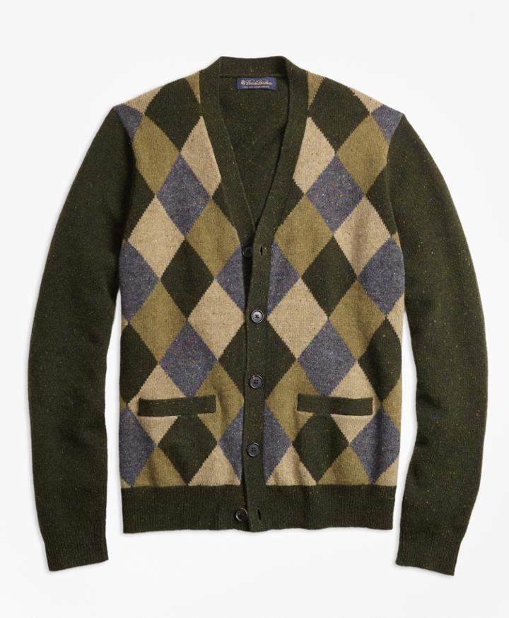 Brooks Brothers Men's Lambswool Button-front Argyle Cardigan