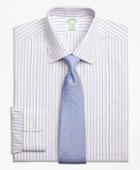 Brooks Brothers Men's Non-iron Extra Slim Fit End-on-end Alternating Stripe Dress Shirt