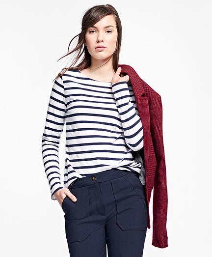 Brooks Brothers Striped Stretch-cotton Top