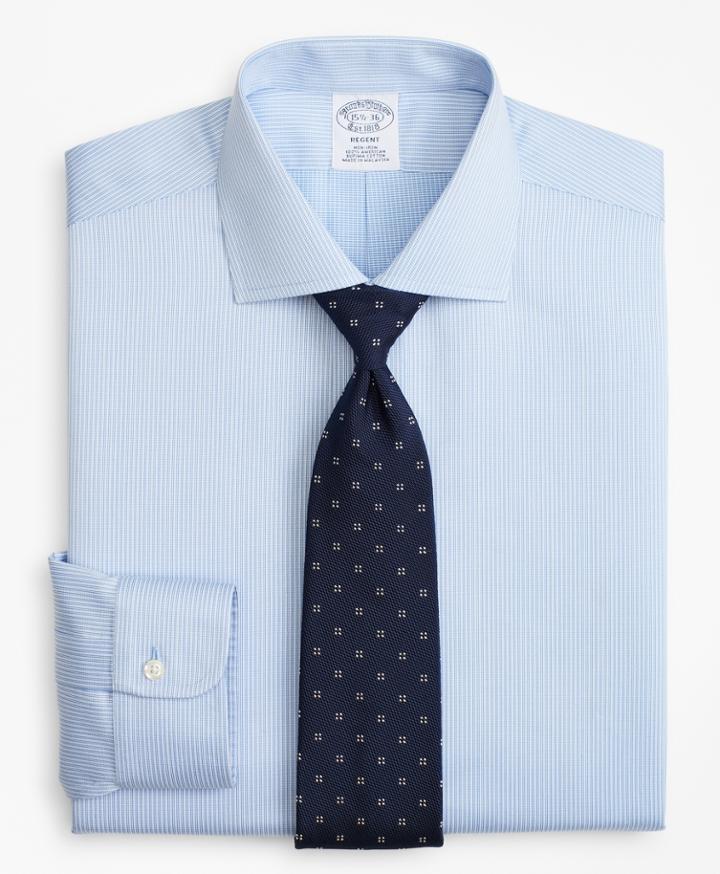 Brooks Brothers Men's Slim Fitted Dress Shirt, Non-iron Mini-double Stripe