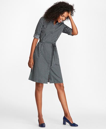Brooks Brothers Halftone Dot-print Cotton Sateen Shirt Dress