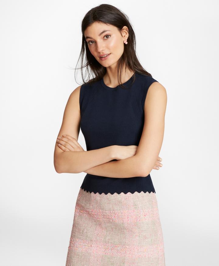 Brooks Brothers Women's Supima Cotton Pointelle Scalloped Shell