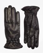 Brooks Brothers Women's Leather Gloves With Chain Detail