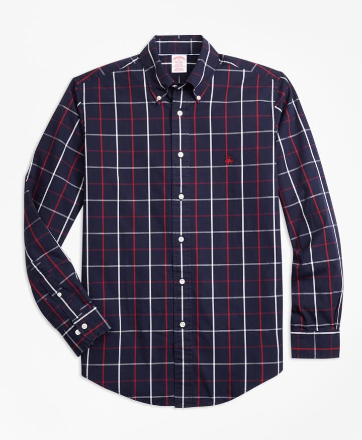Brooks Brothers Men's Non-iron Madison Fit Double-windowpane Sport Shirt