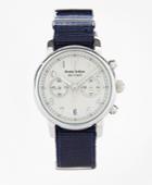 Brooks Brothers Men's Round White Automatic Chronograph Watch With Nylon Straps