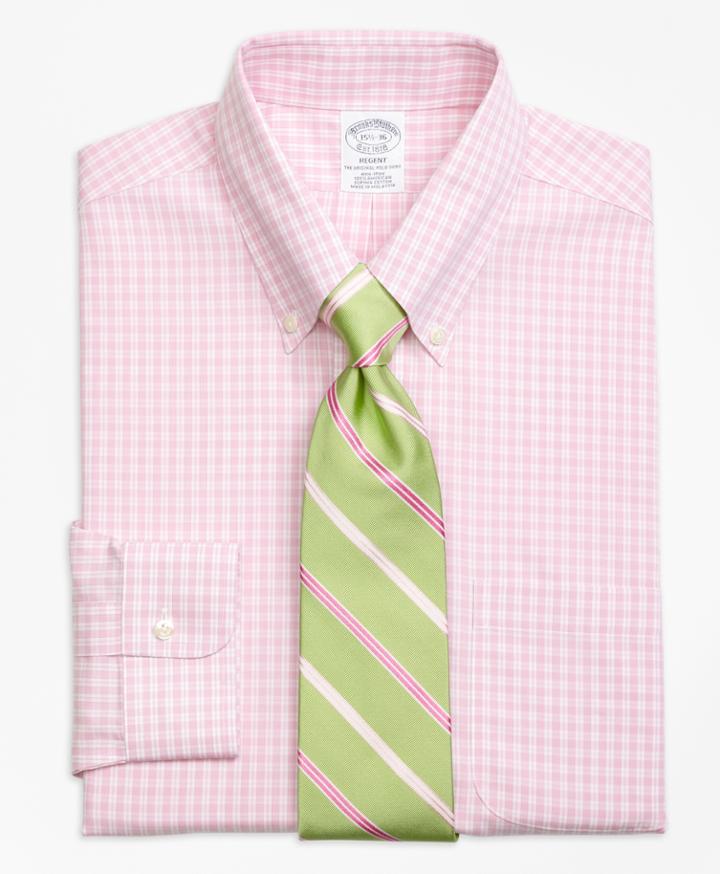 Brooks Brothers Men's Non-iron Slim Fit Twin Gingham Dress Shirt