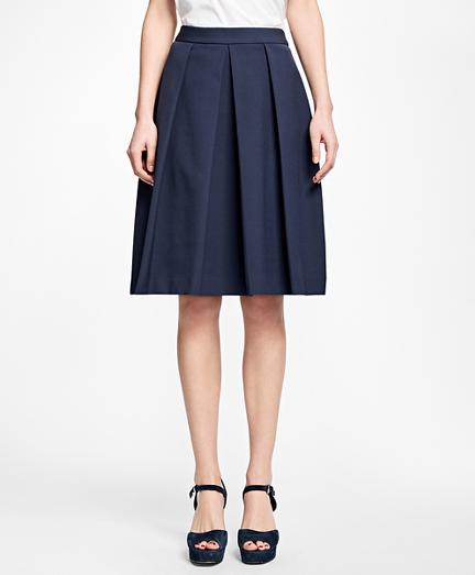 Brooks Brothers Stretch-cotton Pleated Skirt