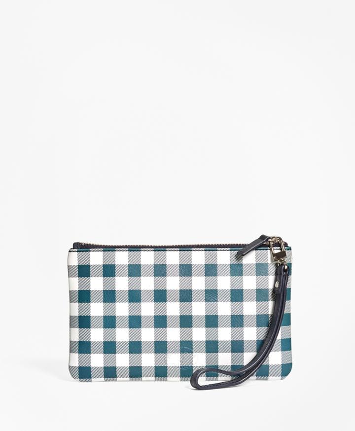 Brooks Brothers Women's Gingham Leather Wristlet