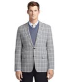 Brooks Brothers Men's Fitzgerald Fit Grey Plaid With Blue Deco Sport Coat