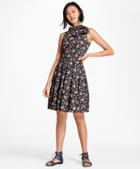 Brooks Brothers Floral-print Cotton Sateen Pleated Dress