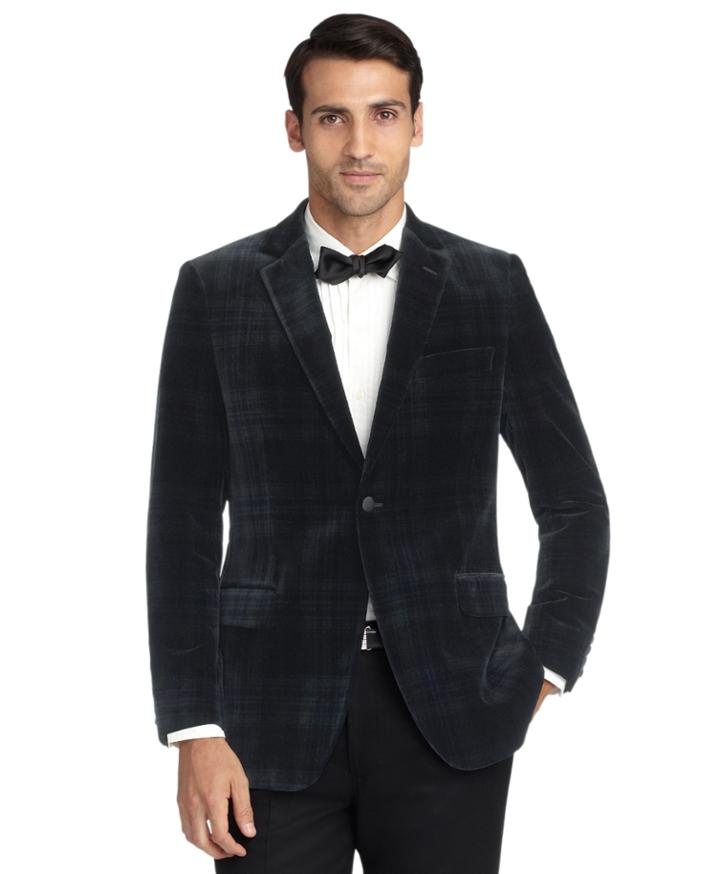 Brooks Brothers Men's Fitzgerald Fit Velvet Blackwatch Tuxedo Jacket