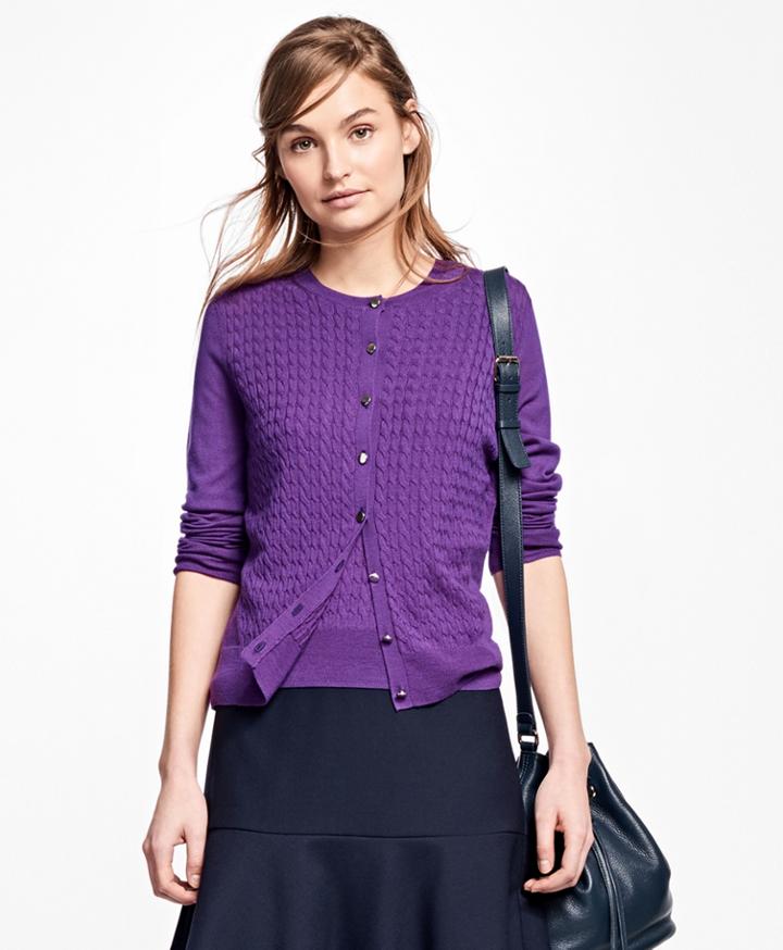 Brooks Brothers Women's Merino Wool Cable Cardigan