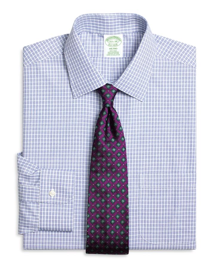 Brooks Brothers Men's Non-iron Extra Slim Fit Parquet Check Dress Shirt