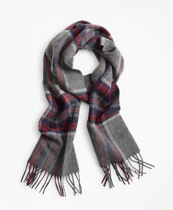 Brooks Brothers Men's Grey Plaid Scarf