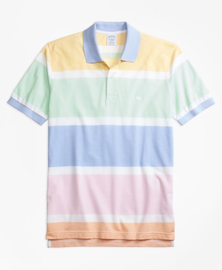 Brooks Brothers Men's Slim Fit Supima Cotton Road Map Stripe Polo Shirt