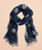 Brooks Brothers Polka-dot Linen-blend Oblong Scarf