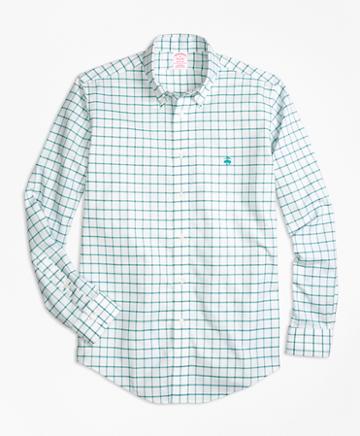 Brooks Brothers Non-iron Brookscool Madison Fit Windowpane Sport Shirt