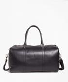 Brooks Brothers Leather With Black Watch Duffle Bag