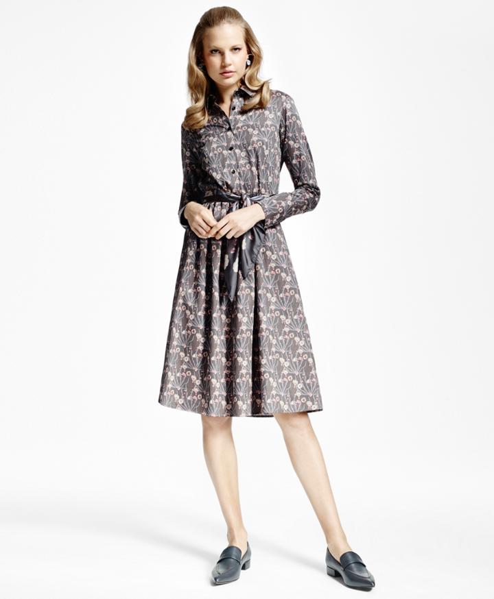 Brooks Brothers Women's Botanical-print Cotton Sateen Shirtdress