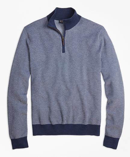 Brooks Brothers Supima Cotton-cashmere Textured Half-zip Sweater