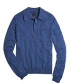 Brooks Brothers Blue Cashmere Knit Polo