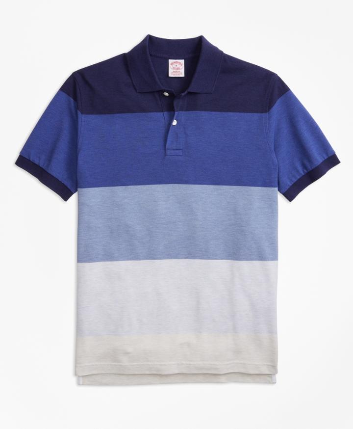 Brooks Brothers Men's Original Fit Supima Cotton Large Stripe Polo Shirt